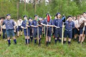 Zgrupowanie harcerzy podczas majówki