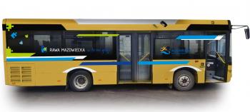 autobus miejski z logo miasta i Aquarium