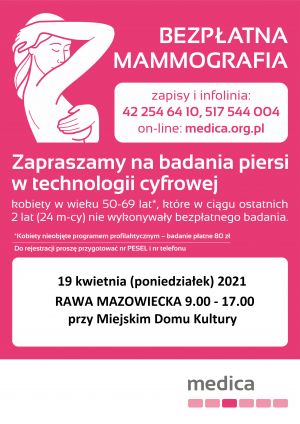 plakat badań mommograficznych kwiecień 2021