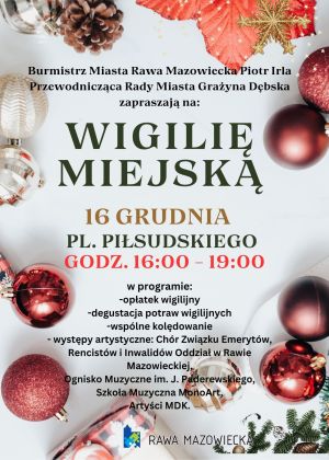 Wigilia Miejska.16.12.2023r plakat bombki, gwiazdki