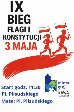 Plakat 3 Maja 2026 bieg z flagą Polski