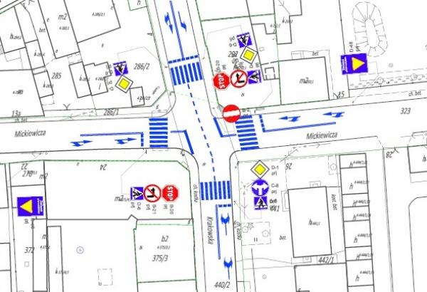 Zmiana organizacji ruchu na skrzyżowaniu ulic Mickiewicza i Krakowskiej