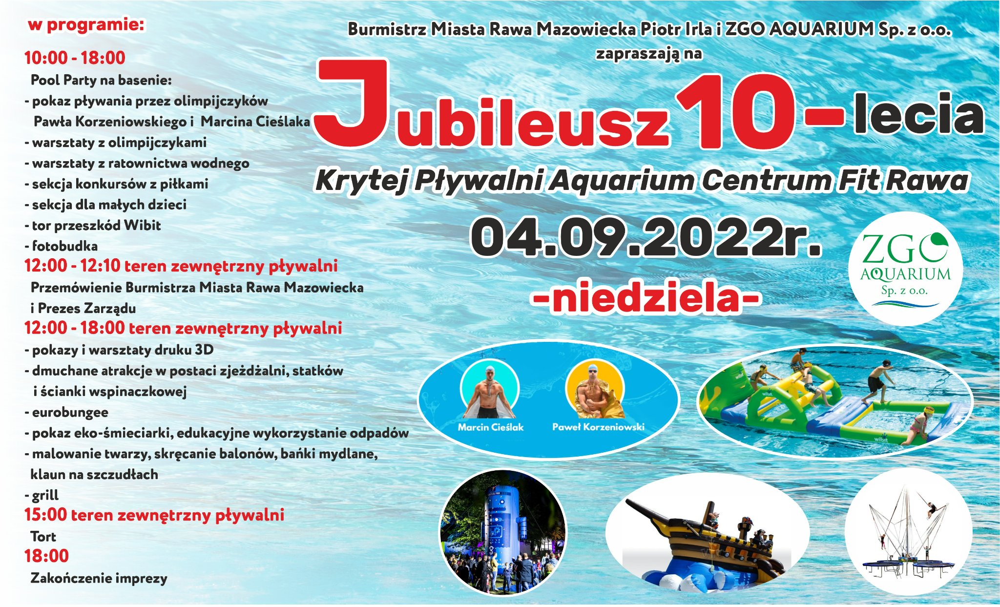 Plakat - Zaproszenie na jublileusz krytej pływalni