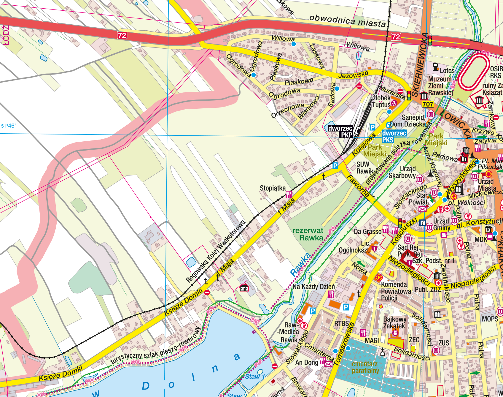 Mapa części miasta Rawa Mazowiecka