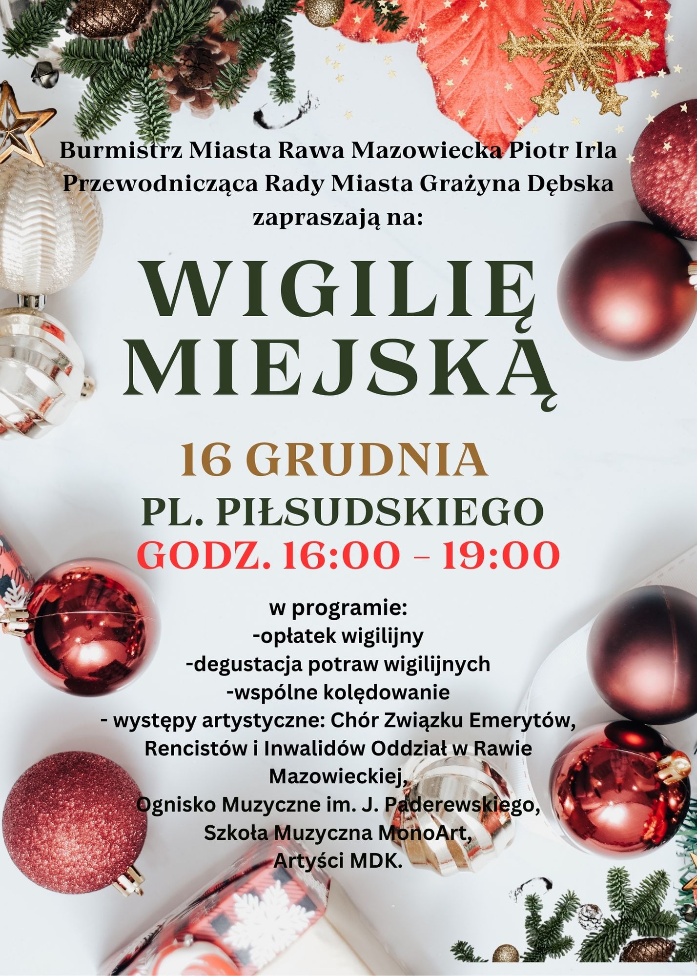 Wigilia dla mieszkańców już 16 grudnia 2023 r., serdecznie zapraszamy
