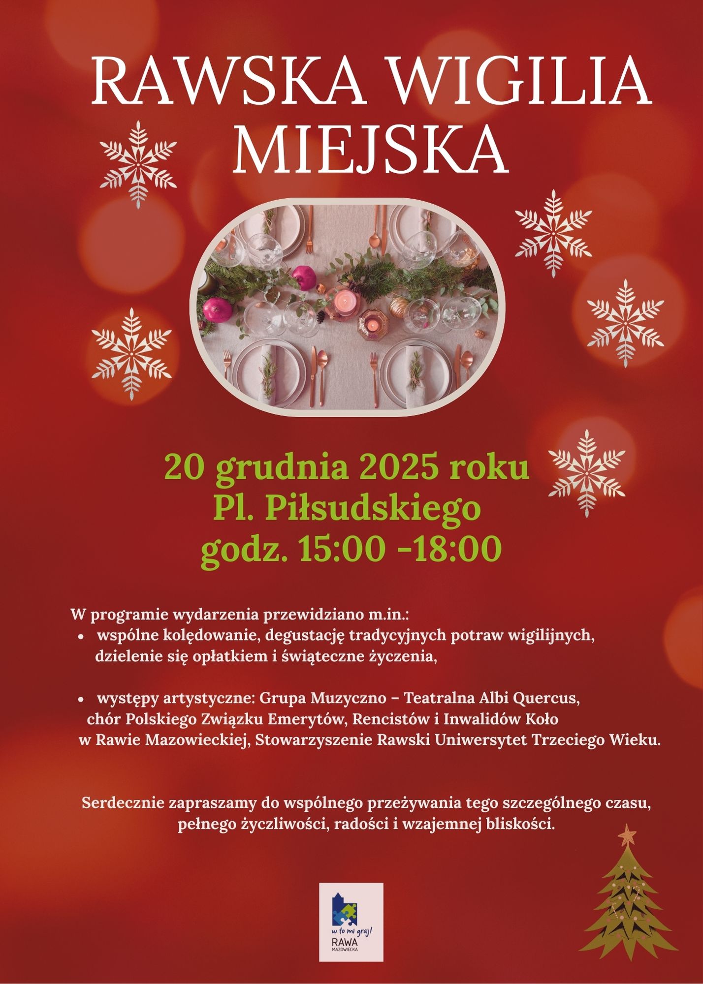 Burmistrz Miasta Rawa Mazowiecka zaprasza na Rawską Wigilię