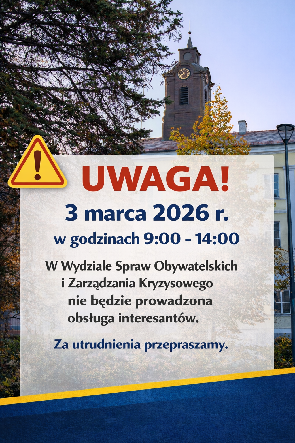 Komunikat o przerwie w obsłudze interesantów – 3 marca 2026 r.